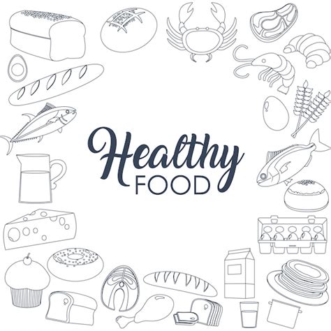 Desenhos de ingredientes de alimentos saudáveis | Vetor Premium