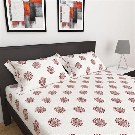Buy India Inspired Cotton 150TC 3Pcs Printed King Bedsheet Set from ...