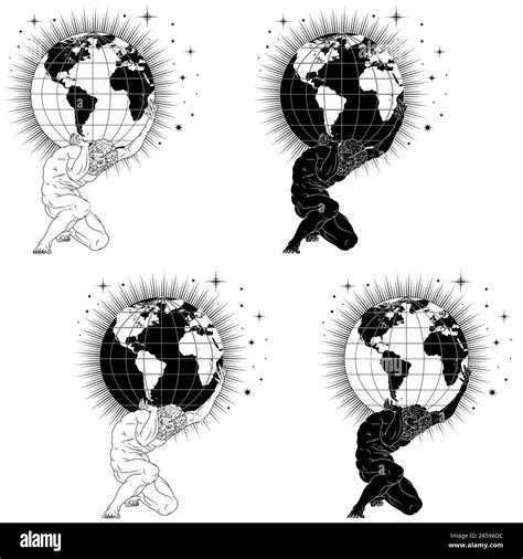 Vector design of titan Atlas holding planet earth on his shoulders ...