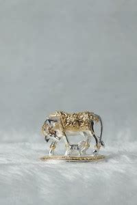 Divya Collection Gold And Silver Plated Cow Calf Statue Decorative ...