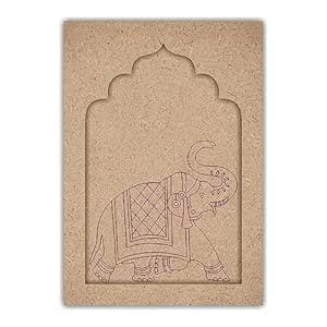 CRAFTEEZY® Royal Elephant Jharokha Premarked MDF Frame for DIY Art and ...