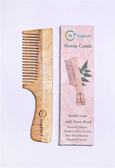 Buy YOGKART Kacchi Neem Wooden Comb Nature Handcrafted Neem Wood Comb ...