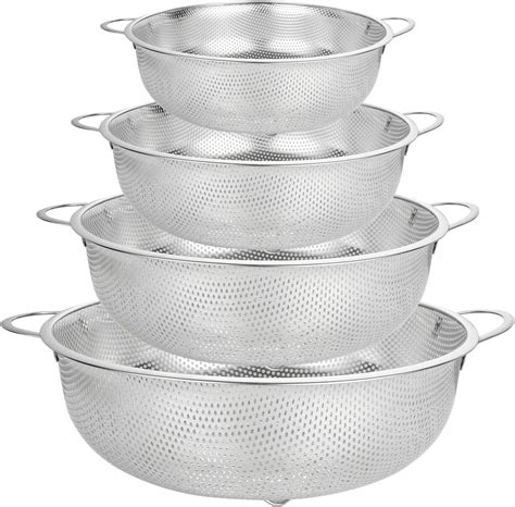 Amazon.com: Stainless Steel Colander Set of 4 Metal Colander Set Fine ...