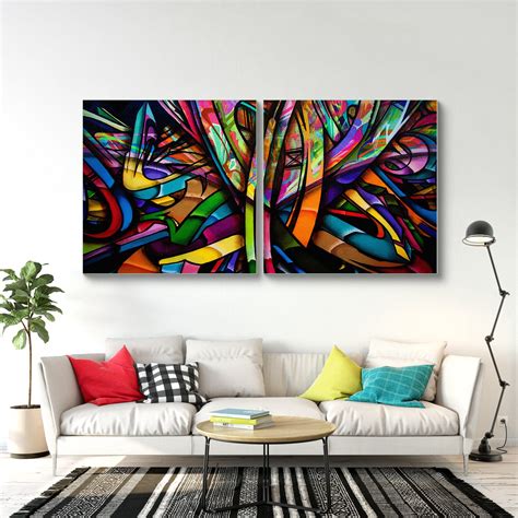 Multi Frame Abstract Colourful Wall Painting for Living Room: Modern S ...