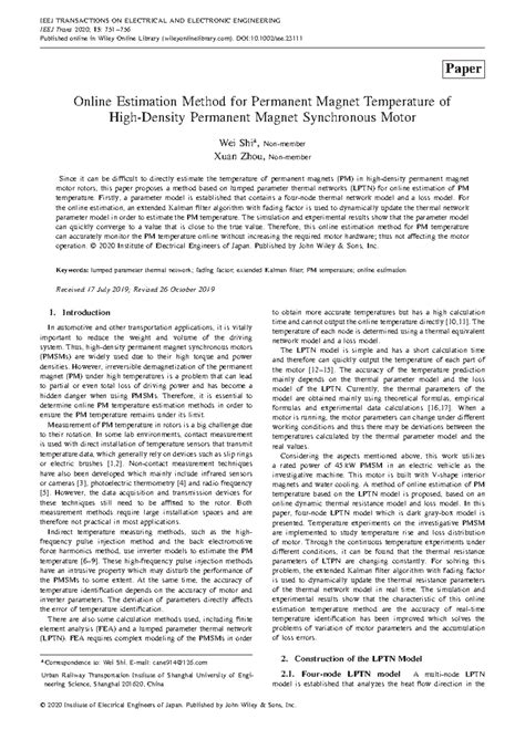 Online Estimation Method for PM Temperature in PMSM (IEEJ Trans 15 ...
