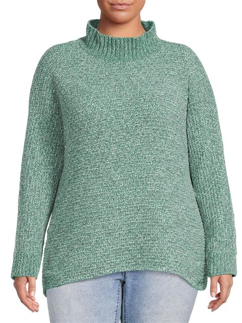 Terra & Sky Women's Plus Size Cozy Soft Ribbed Chenille Sweater ...