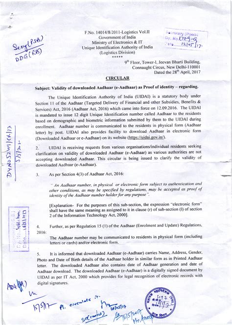 Validity of downloaded Aadhaar (e-Adhaar) as proof of identity