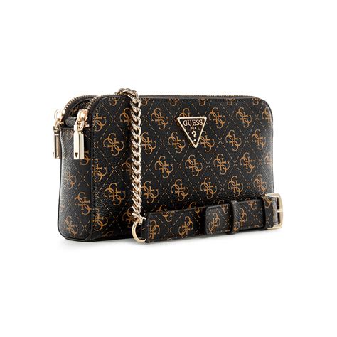Buy Guess Brown Monogram Daryna Status Crossbody Bag Online