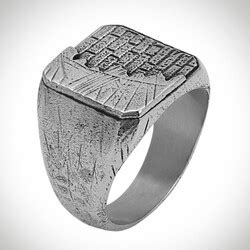 B Series New Life Theme Stoneless Mens Gray Color Ring