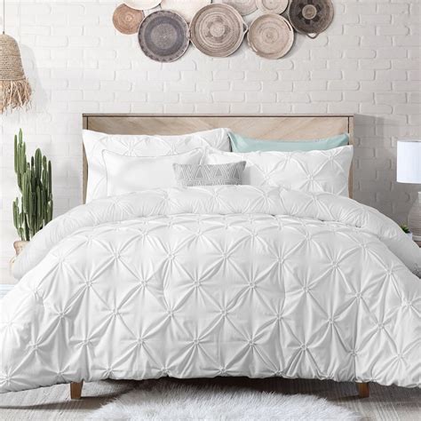 RUIKASI Twin Comforter Set - Plush Thick Filler, White Pintuck Bedding ...