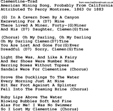 Clementine Chords And Lyrics at Alison Mclemore blog