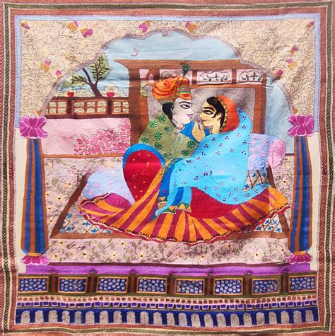 Batik and Kantha Embroidery Serene Nature Painting