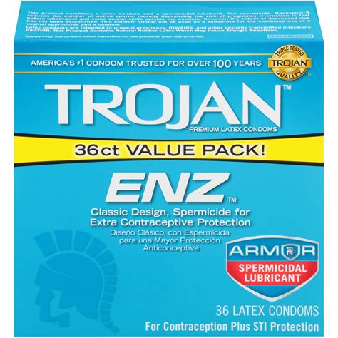 Trojan ENZ Armor Spermicidal Lubricated Condoms - 36 Count - Walmart ...