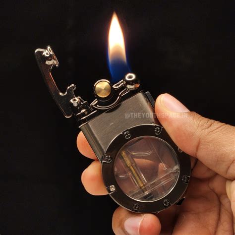 Vintage Style Dual Mode Visible Fuel Tank Lighter (Metallic)