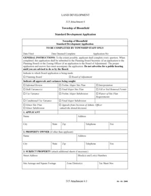 Fillable Online 315f Std Dev App - eCode360 Fax Email Print - pdfFiller