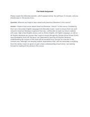 Image result for Assignment First Week