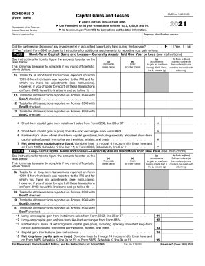 2021 Form IRS 1065 - Schedule D Fill Online, Printable, Fillable, Blank ...