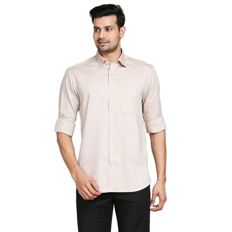 Men Brown Tailored Fit Solid Cotton Full Sleeve Shirts – MyRaymond