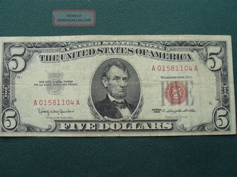 1963 - 5 Dollar Red Seal. United States Note