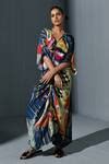 Buy Multi Color Crepe Print Abstract V Neck Kaftan Dress For Women by ...