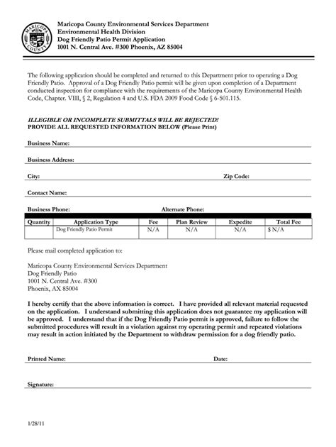 2011-2026 Form AZ Dog Friendly Patio Permit Application - Blank ...