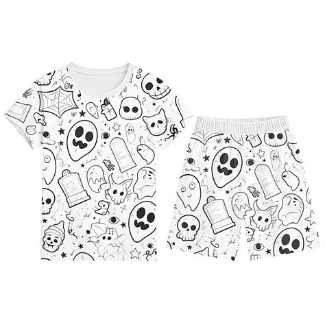 Xmyrz Teen Pajama Sets Boy Diy Coloring Loose Indoor Shorts Set Pj Set ...