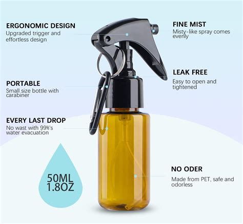 TANSHINE 50ml Small Spray Bottles - Portable Mini Fine Mist Water ...