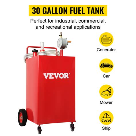 VEVOR 30 Gallon Fuel Caddy, Gas Storage Tank & 4 Wheels, with Manuel ...