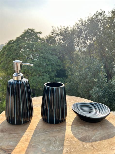 Black with blue lining Bathroom Set – Aadhyam Decors