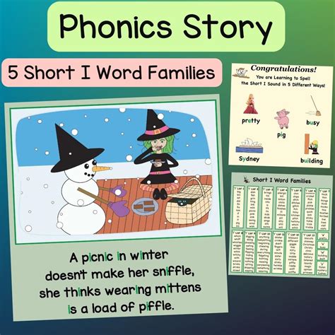 Phonics Story for 5 Short I Word Families + Spelling Activities, Chart ...
