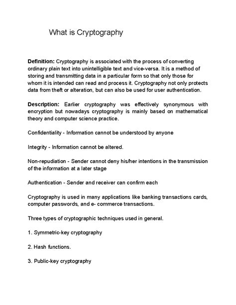 Introduction to Cryptography: Concepts and Techniques - Studocu