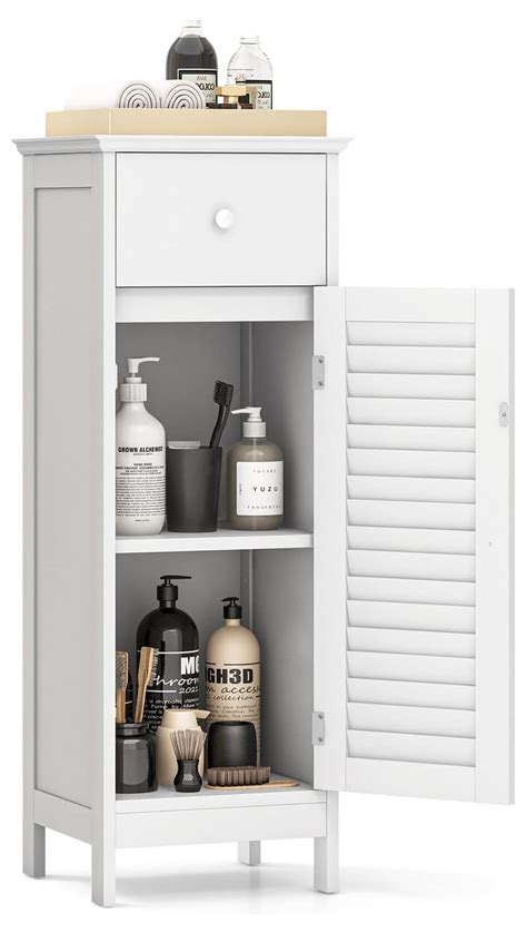 Exlonjet Bathroom Storage Cabinet, Single Door Slim Storage Organizer w ...