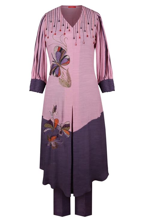 Colour Block Kurta Set - PINK – Jasminum