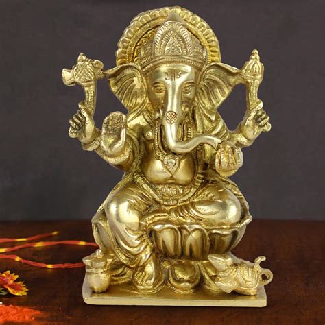 Buy Brass Ganesha Idol Statue Murti Lord Ganesh Ganpati Kalash Idols ...