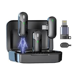 Lavalier Microphone, 2 Pack Wireless Lapel Mic for Android iPhone iPad ...