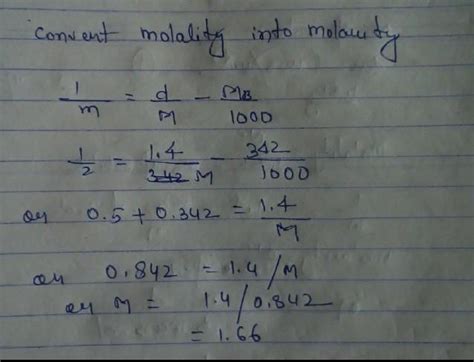 leIf density of 2 molal sucrose solution is 1.4 gm/mLat 25°C, find ...
