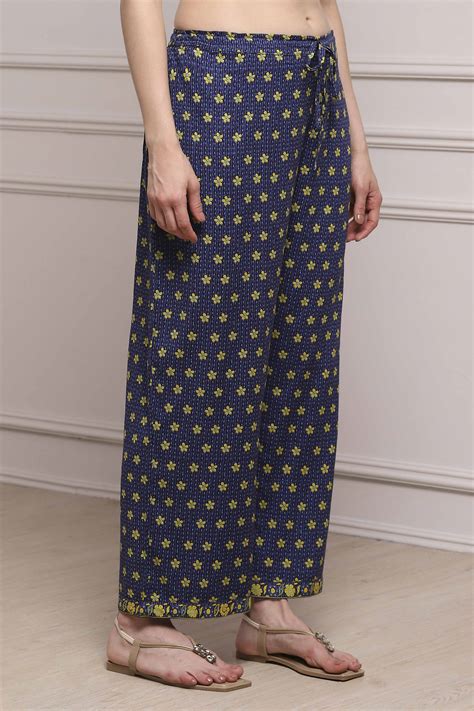 Navy Rayon Straight Palazzo