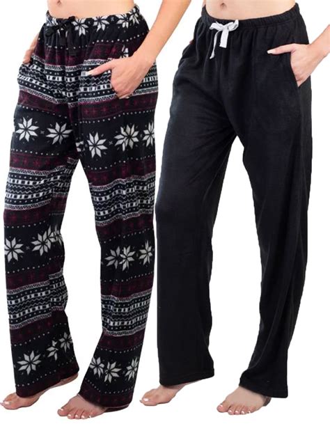 Jo & Bette Women’s Fleece Pajama Pants with Pockets, Plaid Sleep Pants ...
