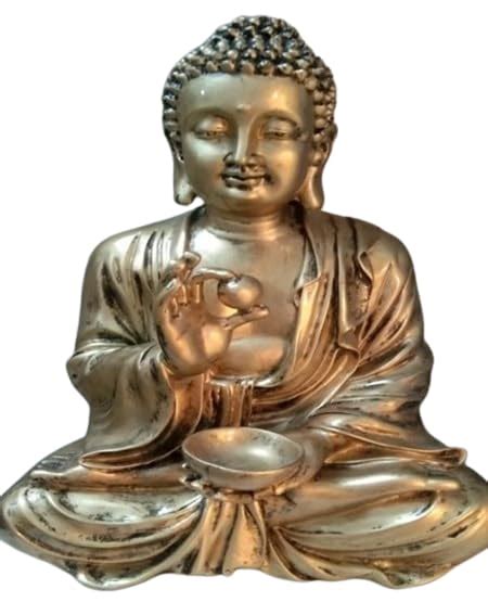 Buy Defabmart Polystone Sitting Buddha with Ball Perfect for Home ...