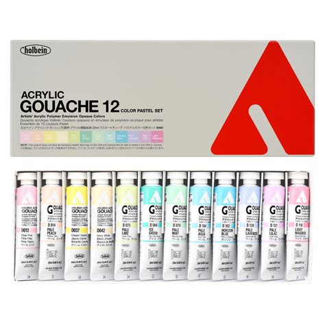 htconline.in| Holbein Acrylic Gouache PASTEL Color Set of 12-D442
