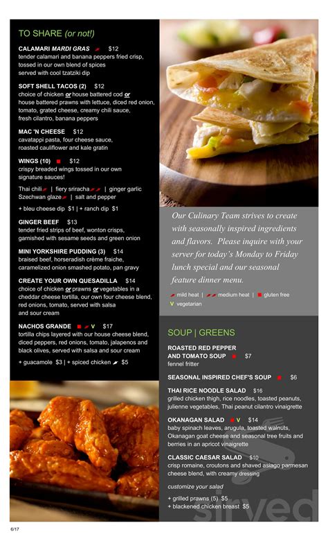 Vintner's Grill Menu - Kelowna, British Columbia | Sirved