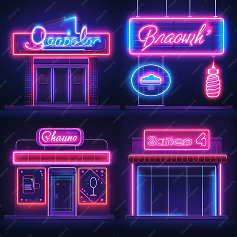 Premium Photo | Design of Animated Neon Shop Signs Marquees and ...