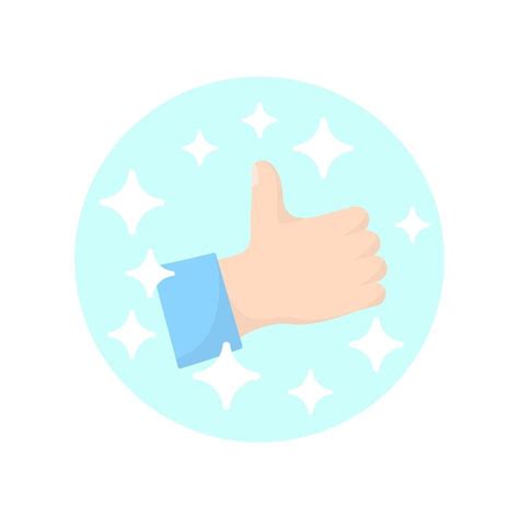 Pouce en l'air ou icône similaire avec des étincelles sur fond blanc ...