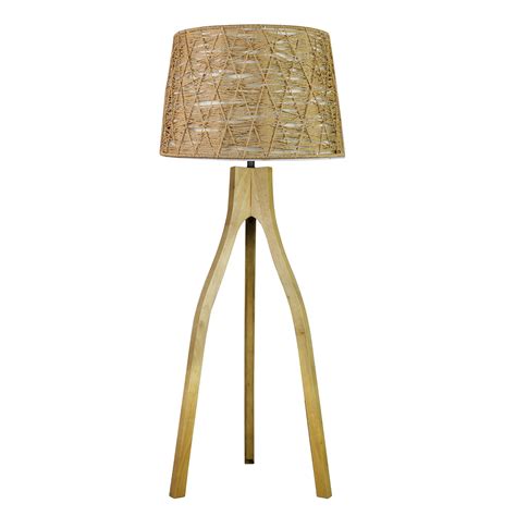 Log Nordic Wind Floor Lamp Three-Corner Wooden Standing Lamp Three ...