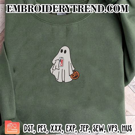 Diet Coke Ghost Embroidery Design, Halloween Machine Embroidery ...