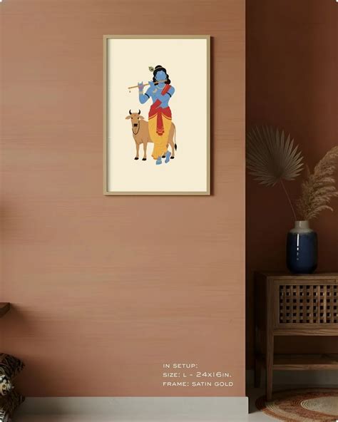 Krishna Modern Minimalist Art - Divine Canvas Painting for Drawing Room ...