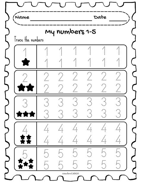 Tracing numbers 1-5 | Number tracing Worksheets | Numbers 1-5 | Made By ...