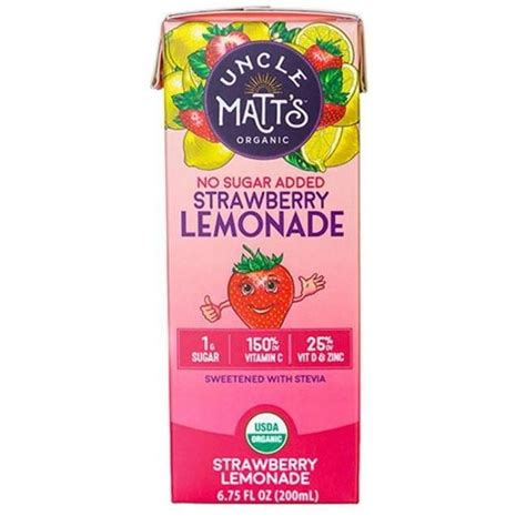 Uncle Matts Organic Strawberry Lemonade Juice Box, No Sugar Added, 54 ...