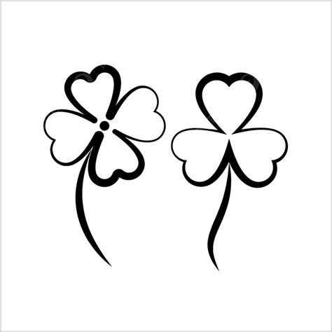 Clover With Four And Three Leaves Vector Art Illustration, Symbol, Black, Three PNG and Vector ...