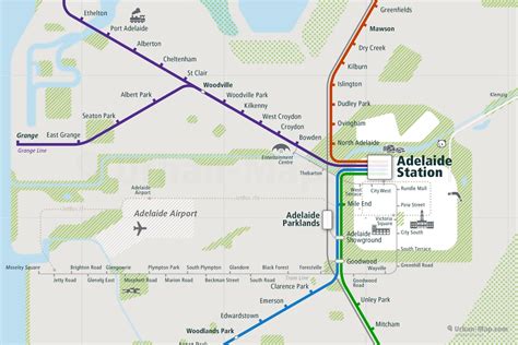Adelaide Rail Map - City train route map, your offline travel guide